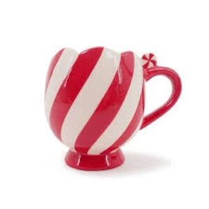 9 fl oz Scalloped Edge Christmas Candy Cane Ceramic Mug - Target